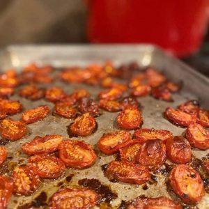 Roasted Grape Tomatoes on Baking Pan