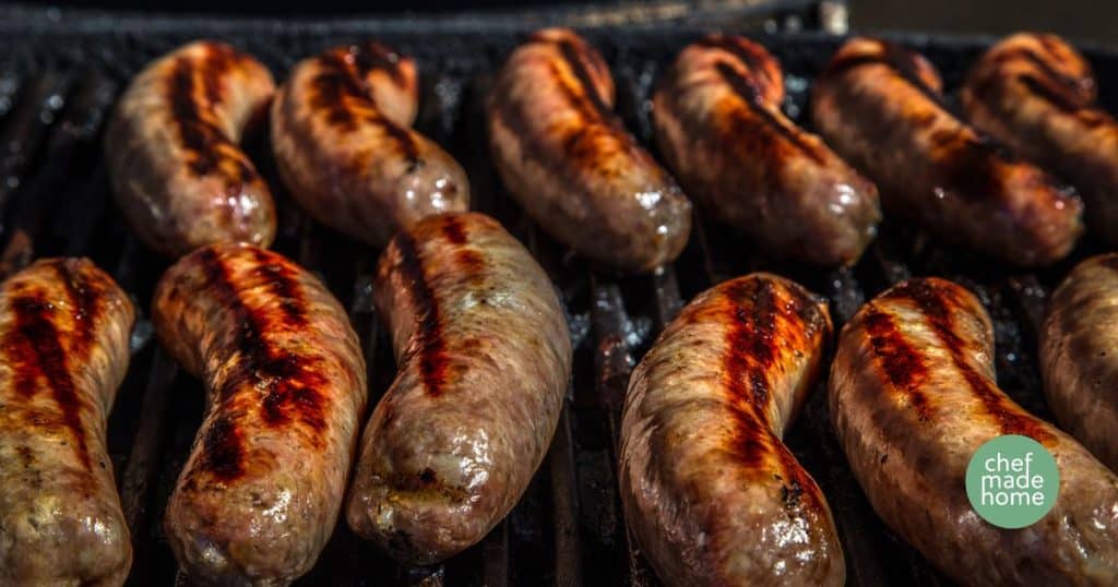 Smoked brats on grill grates