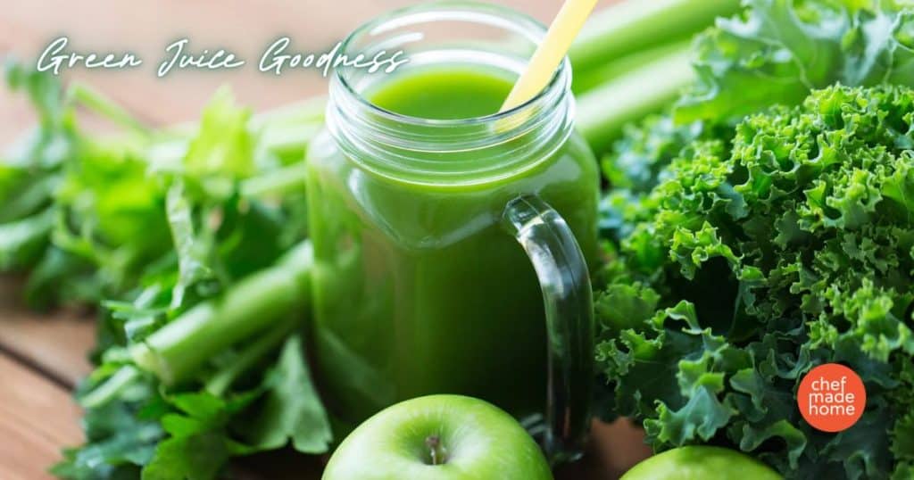 All the greens - Celery, Kale, Apple in picture