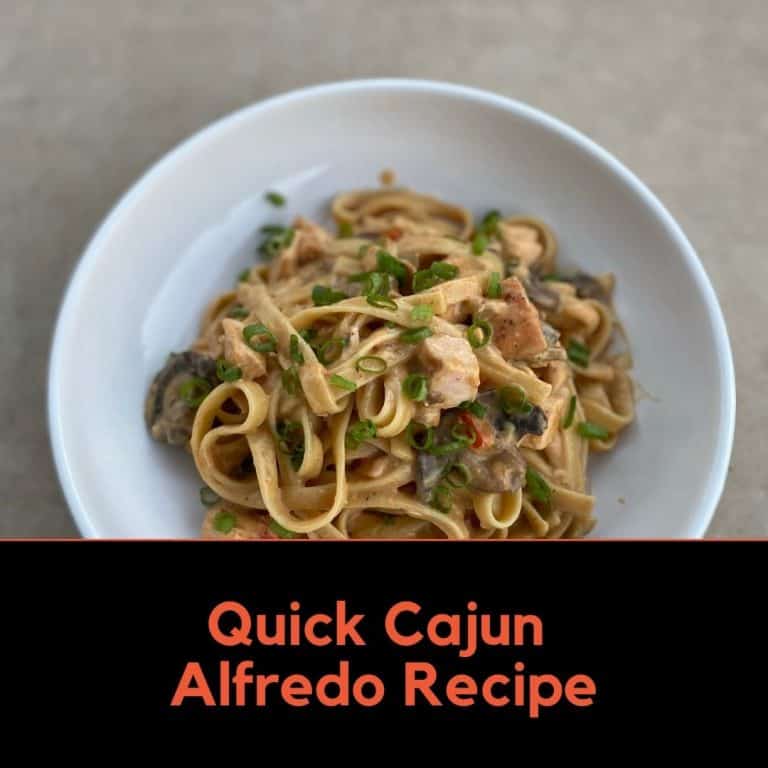 Quick Cajun Pasta with Grilled Chicken, Mushrooms and Sofrito