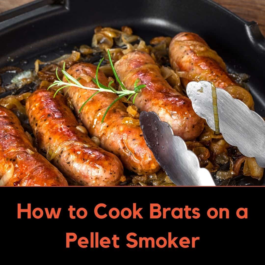 How to cook brats on a pellet smoker on a bed of carmelized onions with a sprig of rosemary