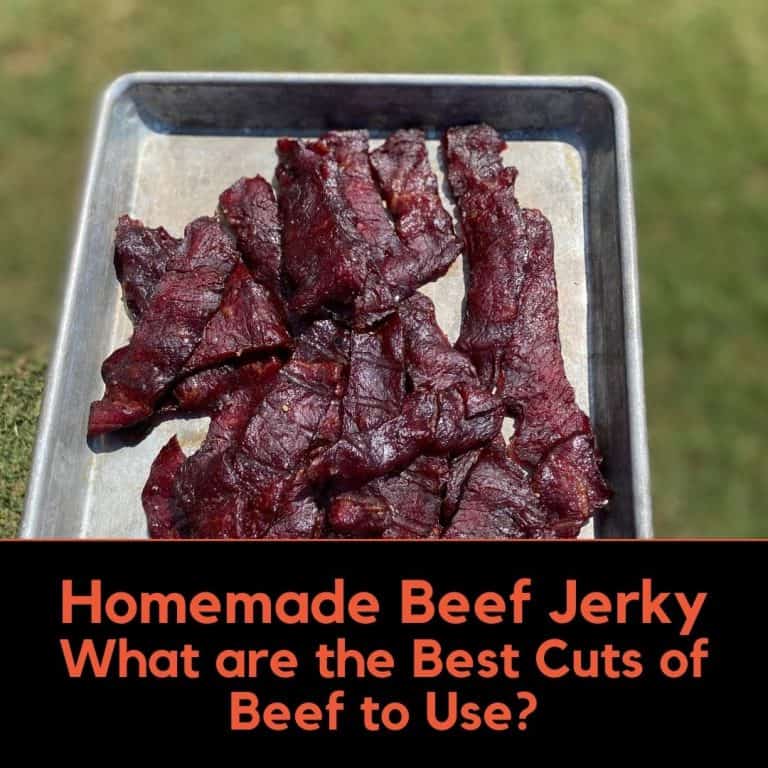 Homemade Beef Jerky on a baking pan held over grass